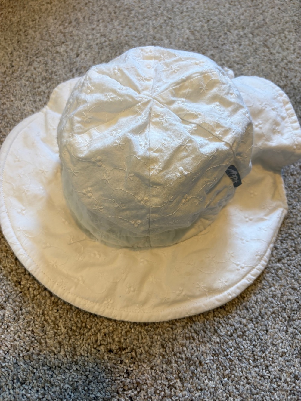 Jan & Jul Kids' 50+ UPF White Cotton Sun Hat 2-5 yr Wide Brim Eyelet Embroidered